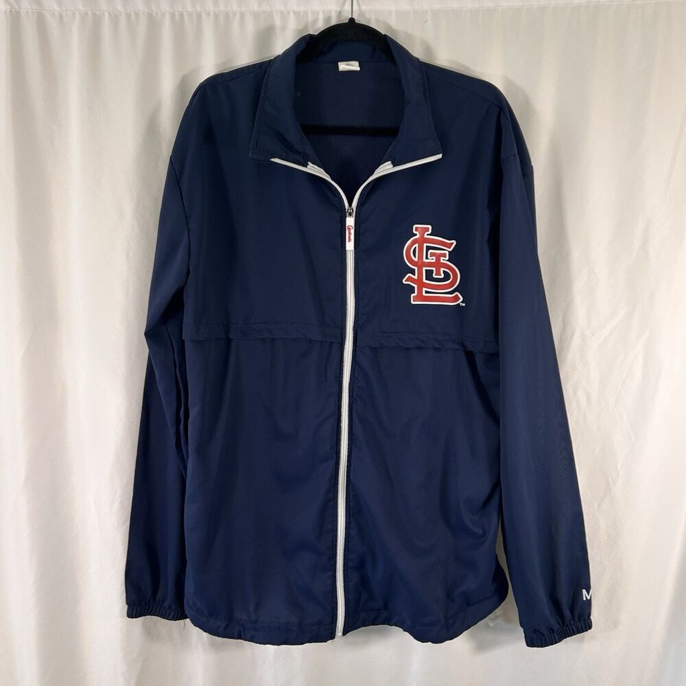 St Louis Cardinals Windbreaker Adult XL Blue Full Zip Breathable Zip Pockets